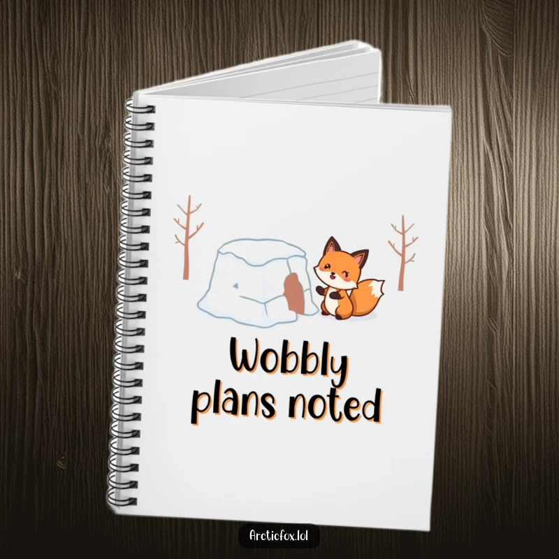 Funny Notebook: A happy fox hilariously trying to build a wobbly snow fort, perfect for jotting down funny thoughts.