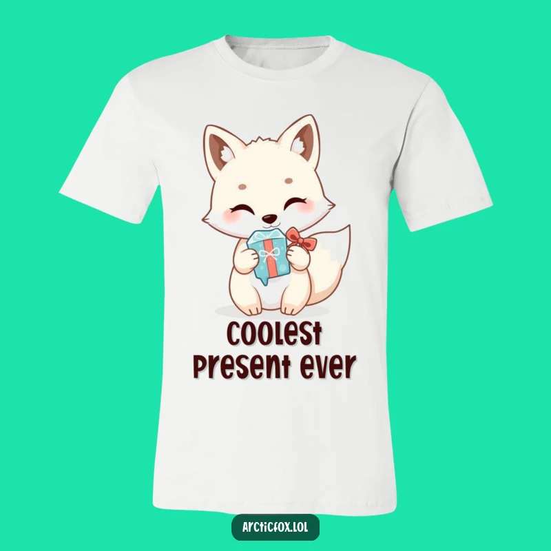 Funny Kawaii Arctic Fox Gift T-Shirt - Comical Winter Present Tee, Great Funny Gift