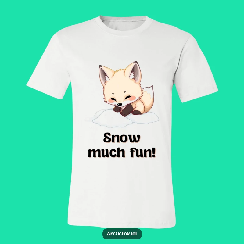 Funny Adorable Arctic Fox T-Shirt - Playful Powder Digging, Soft & Cute Tee