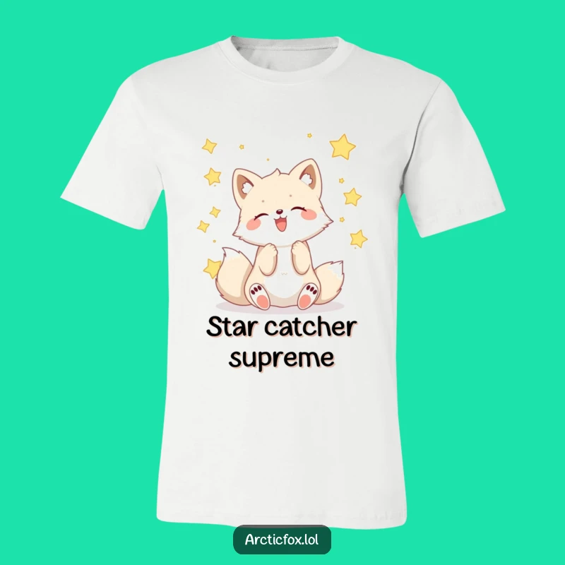 Funny Kawaii Arctic Fox Star Catcher Tee: Wear Your Cosmic Dreams!