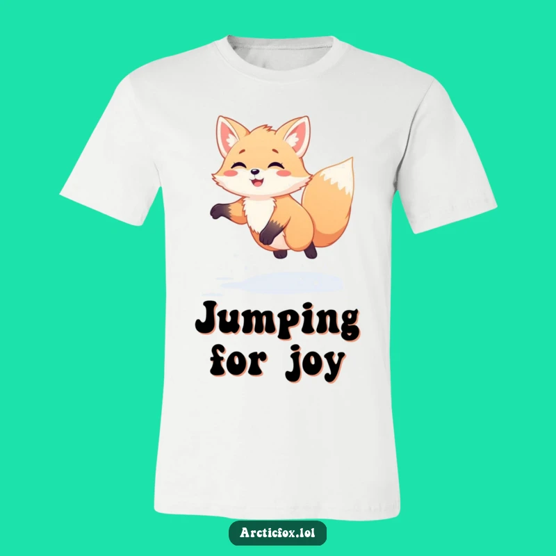 Funny Kawaii Arctic Fox Snow Jump T-Shirt - Comical Action Tee, Great Funny Gift