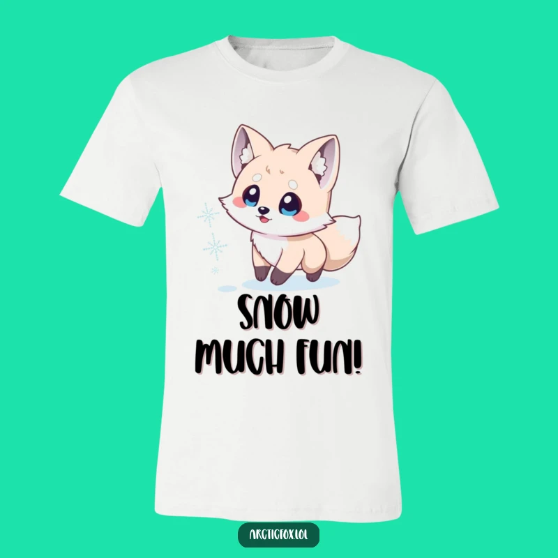 Funny Arctic Fox Snowflake Chase T-Shirt: Cute Winter Joy, Perfect Gift for Animal Lovers