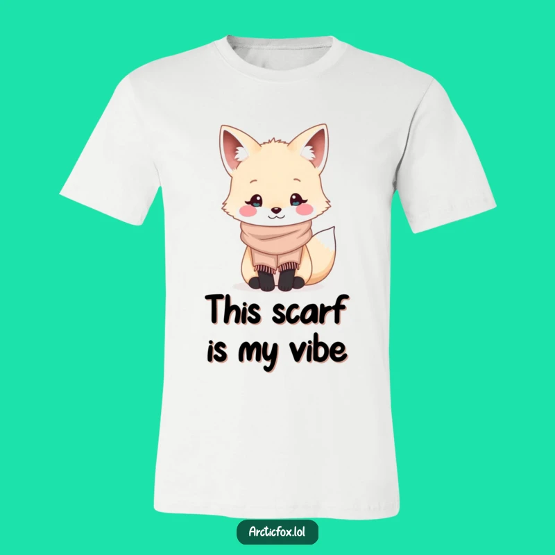 Funny Kawaii Arctic Fox Scarf T-Shirt - Adorable Winter Outfit Gift