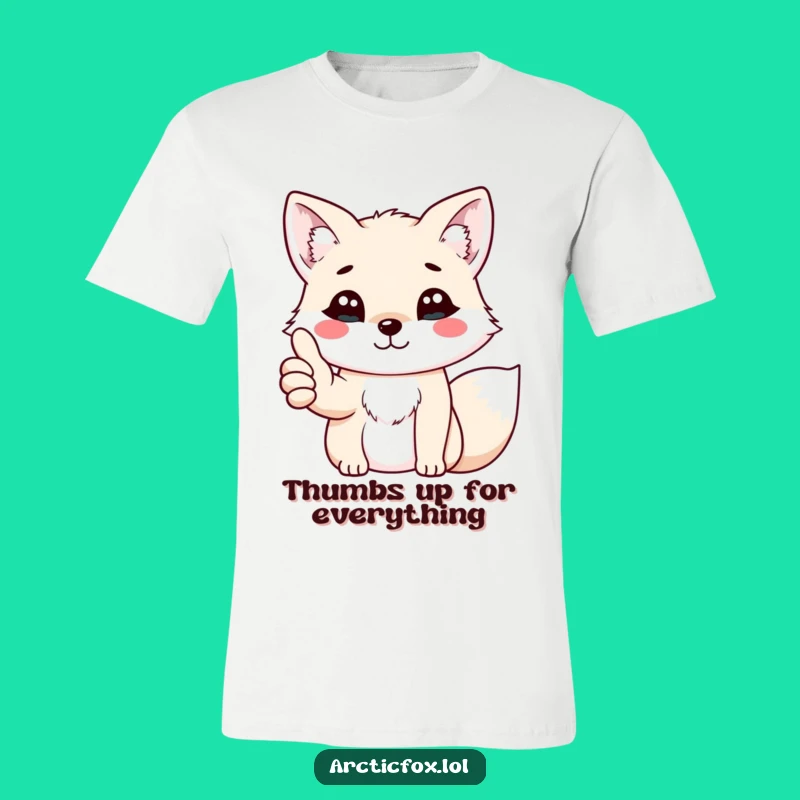 Funny Kawaii Arctic Fox Thumbs Up T-Shirt - Awesome Gift Idea