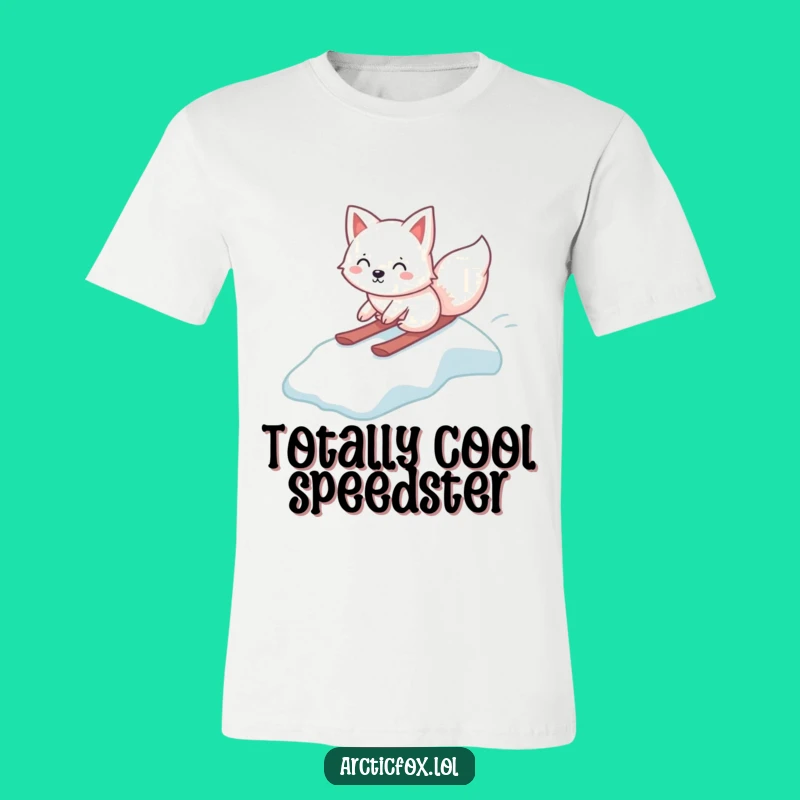 Funny Kawaii Arctic Fox T-Shirt, Gleeful Ice Slide, Hilarious Animal Lover Gift