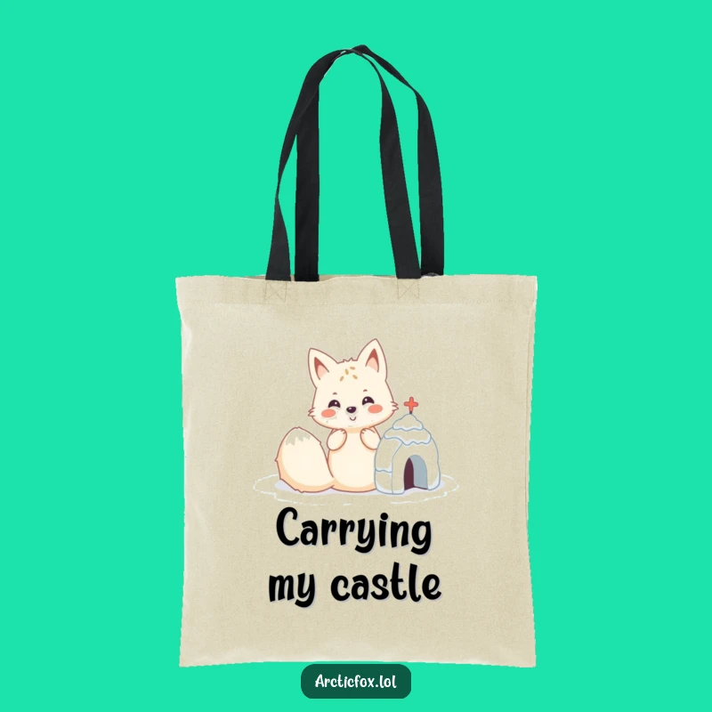 Funny Kawaii Arctic Fox Snow Fort Tote: Carry Your Winter Creations!