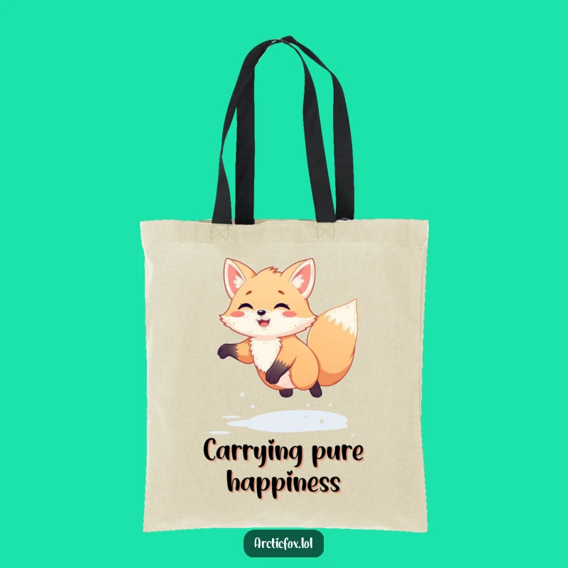 Funny Kawaii Arctic Fox Snow Jump Tote Bag - Chic & Hilarious Accessory, Ideal Funny Gift