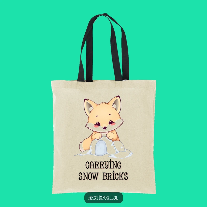 Funny Kawaii Arctic Fox Snow Fort Tote Bag - Cute Style