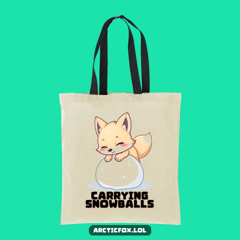 Funny Arctic Fox Snow Ball Tote Bag: Carry Playful Joy with this Fox Gift