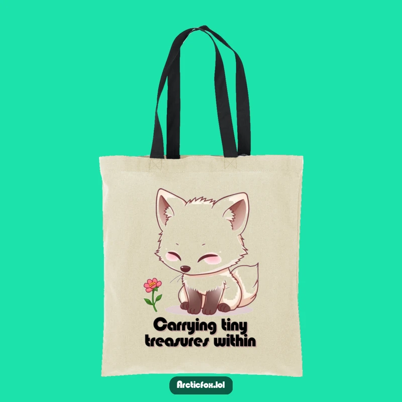 Funny Kawaii Arctic Fox Bloom Tote Bag - Nature Lover Gift