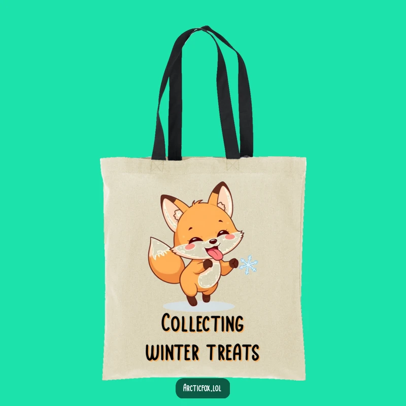 Funny Fox Chasing Snowflake Tote Bag: Carry Winter's Delight