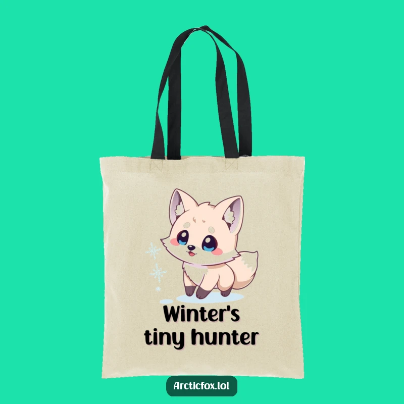 Funny Arctic Fox Tote Bag: Cute Snowflake Chase Design, Perfect Eco-Friendly Funny Gift
