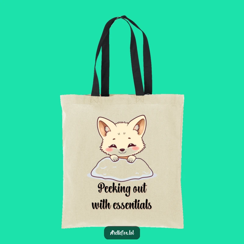 Funny Arctic Fox Tote Bag: Smiling Snow Peek – Cute & Practical Funny Gift