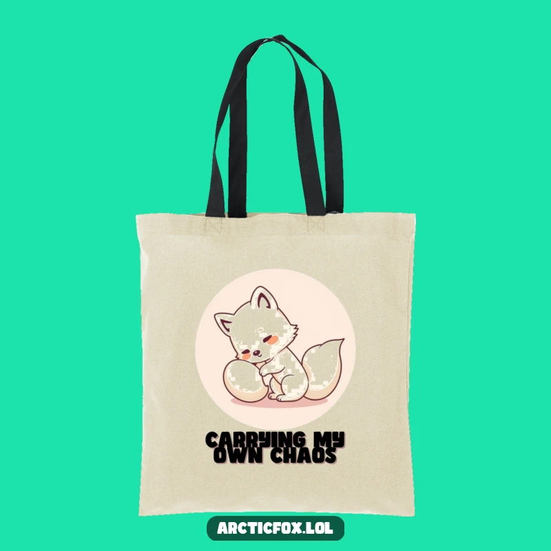 Funny Kawaii Arctic Fox Tote Bag - Chic & Hilarious Accessory, Ideal Funny Gift
