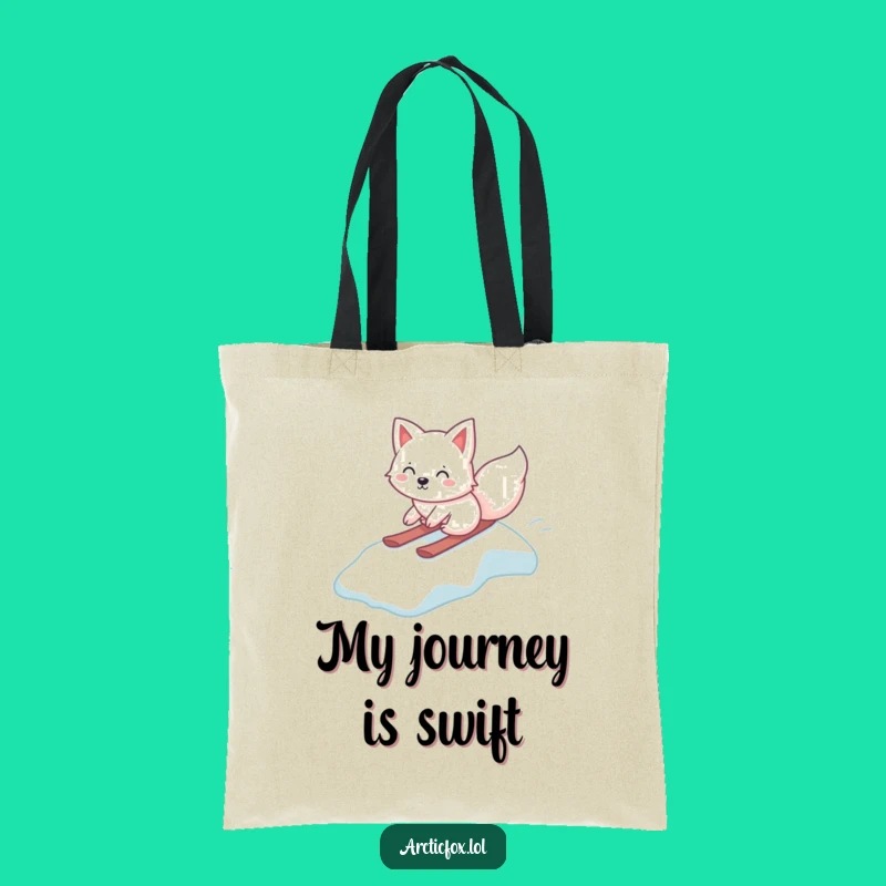 Funny Kawaii Arctic Fox Tote Bag, Ice Slide Design, Practical Humorous Gift