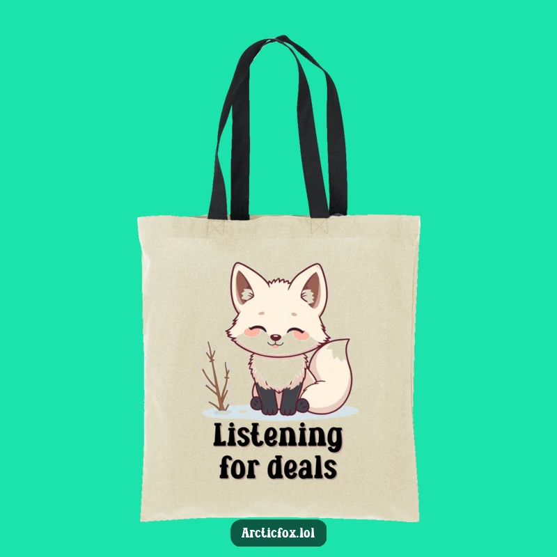 Funny Kawaii Arctic Fox Listening Tote: Carry Your Curiosity in Style